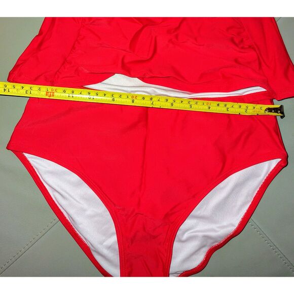 NWT  Eomenie Halter Tankini Swimsuit Set Size S Red Summer Beach Pool 2 Piece - Picture 9 of 10